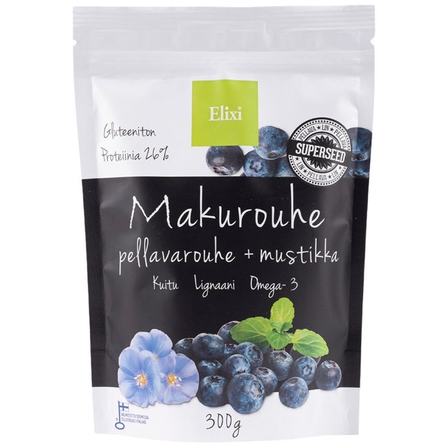 Льняной жмых с черникой Elixi Mustikka 300 гр