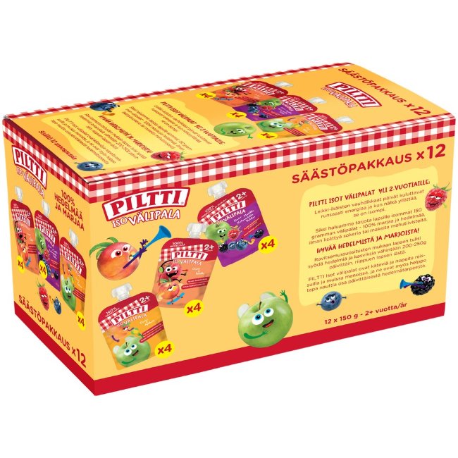 Перекус 3 вида для детей от 1,5 года Piltti 12шт/уп х 150 гр
