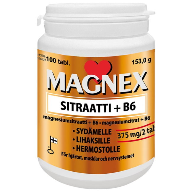 Витамины с магнием и B6 MAGNEX SITRAATTI + B6 100 таблеток Vitabalans