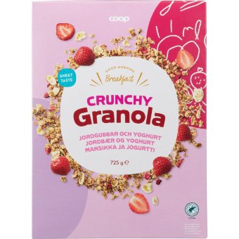 Мюсли хрустящие (клубника, йогурт) Coop Crunchy 725 гр Мюсли хрустящие (клубника, йогурт) Coop Crunchy 725 гр