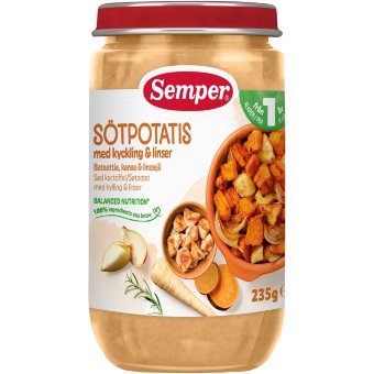 Детское питание Semper с бататом, курицей и чечевицей 1 г с 1 года 235 гр