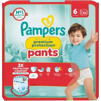 Подгузники-брюки Pampers Premium Protection S6 13-19кг 27 шт Подгузники-брюки Pampers Premium Protection S6 13-19кг 27 шт