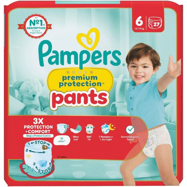 Подгузники-брюки Pampers Premium Protection S6 13-19кг 27 шт Подгузники-брюки Pampers Premium Protection S6 13-19кг 27 шт