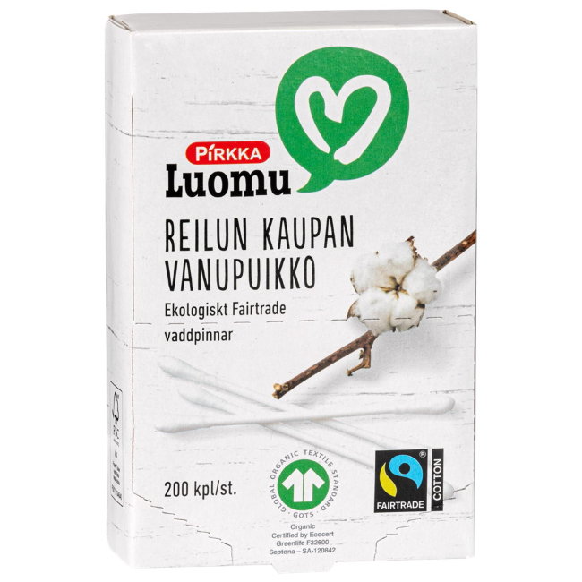 Ватные палочки Pirkka Luomu Reilun 200 шт