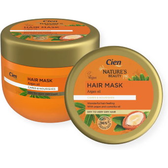 Аргановая маска для блеска для сухих и очень сухих волос Cien Natures Beauty 300 мл Аргановая маска для блеска для сухих и очень сухих волос Cien Natures Beauty 300 мл