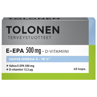Рыбий жир Омега-3 E-EPA 500 мг 70% EPA + 12,5 мкг витамина D3 40 капсул Tolonen Рыбий жир Омега-3 E-EPA 500 мг 70% EPA + 12,5 мкг витамина D3 40 капсул Tolonen