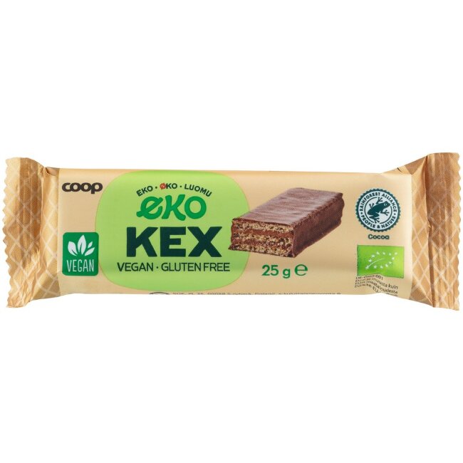 Веганский вафельный батончик Coop Eko 25 гр Веганский вафельный батончик Coop Eko 25 гр
