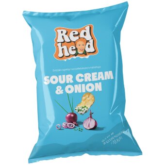 Картофельные чипсы со вкусом сметаны и лука Redhead 150 гр