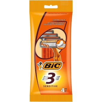 Бритвенные станки Bic 4 шт Sensitive3 с алоэ и витамином Е Бритвенные станки Bic 4 шт Sensitive3 с алоэ и витамином Е