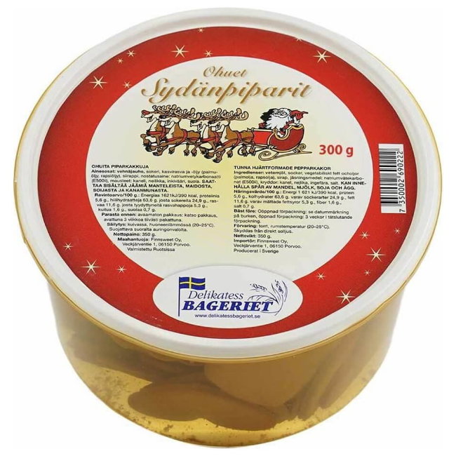 Имбирно-коричные печенье-сердечки Delikatess Bageriet 300 гр	