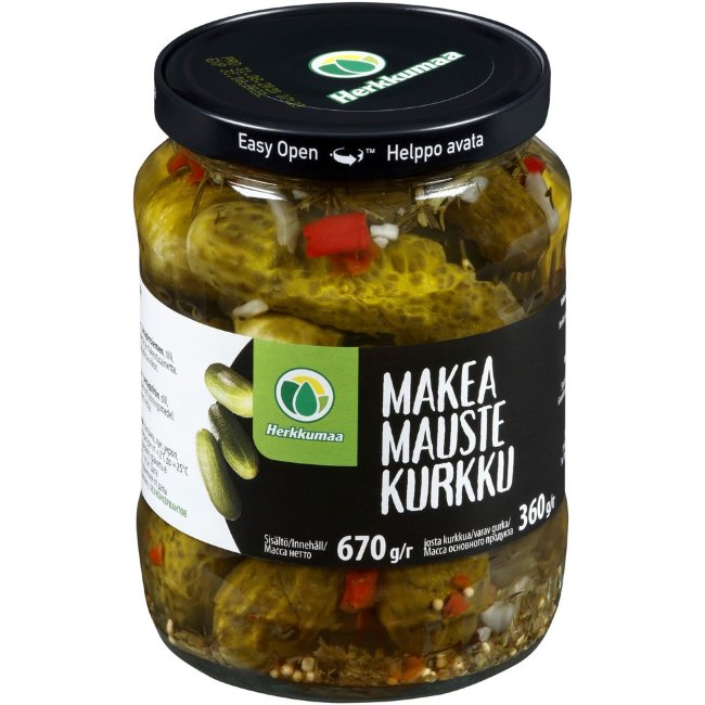 Огурцы Herkkumaa маринованные сладкие 720/360 гр