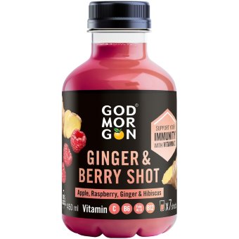 Мегашот God Morgon с яблоком, малиной, имбирём и гибискусом 450 мл + витамины C, B6, фолиевая кислота и B12 Мегашот God Morgon с яблоком, малиной, имбирём и гибискусом 450 мл + витамины C, B6, фолиевая кислота и B12