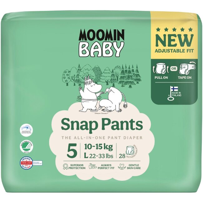 Подгузники-штанишки Moomin Baby Snap Pants 5-28 шт, 10-15 кг Подгузники-штанишки Moomin Baby Snap Pants 5-28 шт, 10-15 кг