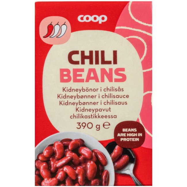 Красная фасоль kidney в соусе чили Coop 390 гр