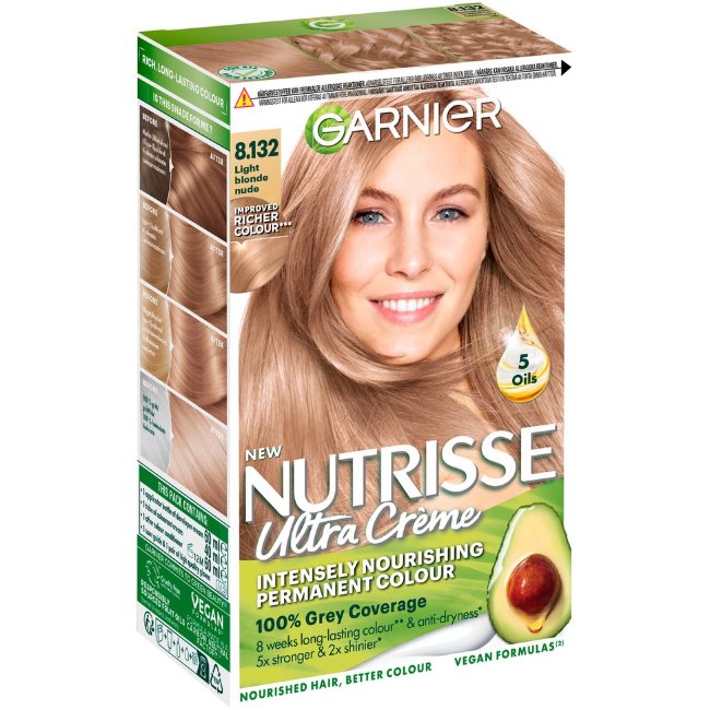 Перманентная краска для волос Garnier Nutrisse Ultra Creme 8.132 светлый блонд нюд 1 шт Перманентная краска для волос Garnier Nutrisse Ultra Creme 8.132 светлый блонд нюд 1 шт