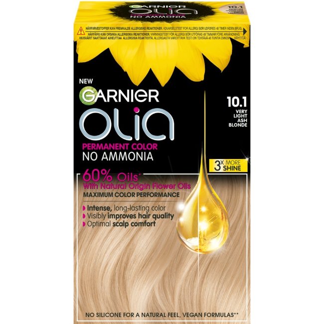 Стойкая краска для волос Garnier Olia 10.1 очень светлый пепельный блонд 174 мл