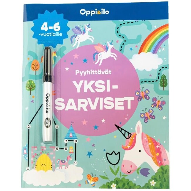 Развивающая книга с единорогами для стирания 4-6 лет Развивающая книга с единорогами для стирания 4-6 лет