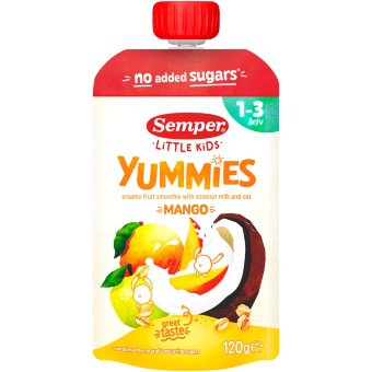 Смузи Semper Yummies манго 120 гр для детей 1-3 лет