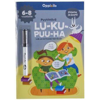 Развивающая стираемая книжка Oppi&ilo Asplund LU-KU-PUU-HA для чтения и решения заданий 6-8 лет