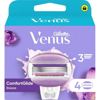 Сменные лезвия для женского бритья Gillette Venus 3 Comfortglide Breeze 4 шт/уп Сменные лезвия для женского бритья Gillette Venus 3 Comfortglide Breeze 4 шт/уп