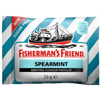 Ментоловые пастилки от укачивания без сахара Fisherman's Friend Spearmint 25 гр (цена по акции)
