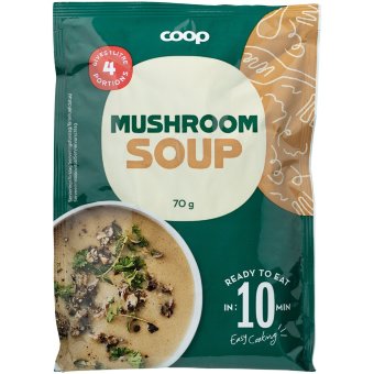 Суп-пюре из шампиньонов быстрого приготовления Coop, 4 порции 70 г Суп-пюре из шампиньонов быстрого приготовления Coop, 4 порции 70 г