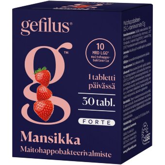 Жевательные таблетки Gefilus Forte со вкусом клубники с лактобактериями, D3 и витамином C 30 шт пищевые добавки