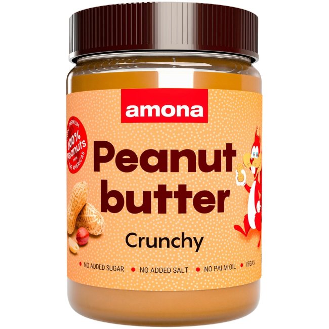 Арахисовая паста хрустящая Amona crunchy 100% натуральная 350 гр