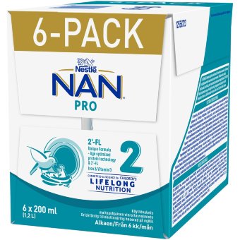 Молочный продукт Nestlé Nan Pro 2 готовый к употреблению (уп 6 шт) 200 мл