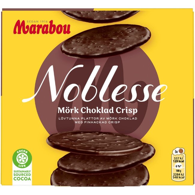 Шоколадные диски с кукурузными хлопьями Marabou Mörk Crisp 150 гр