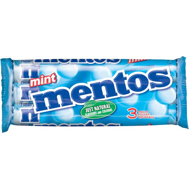 Жевательное драже с мятой Mentos 3x38 гр