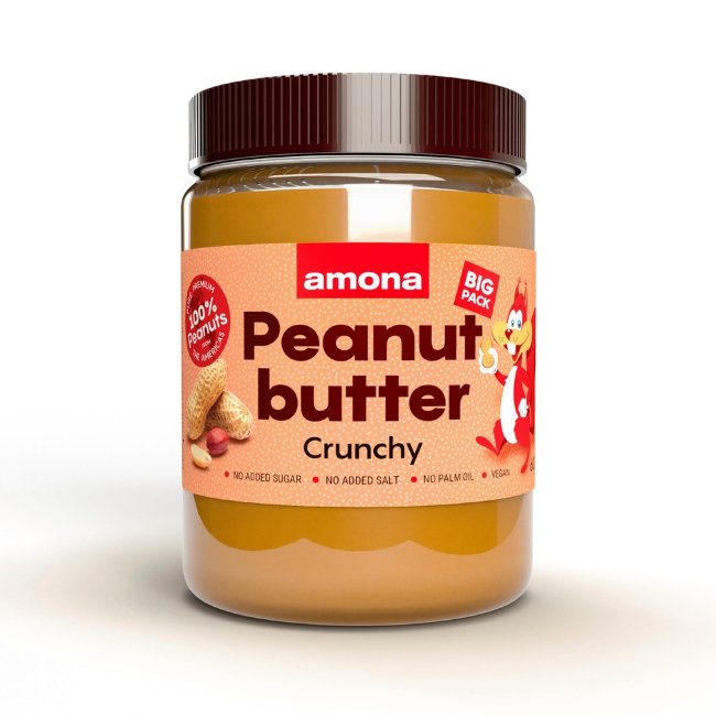 Арахисовая паста хрустящая Amona crunchy 100% натуральная 600 гр