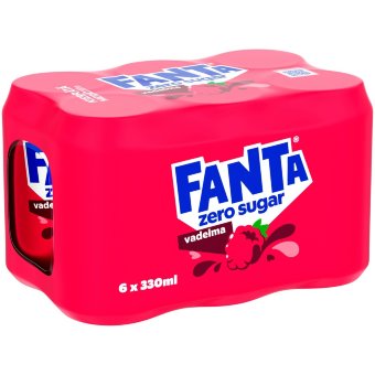 Напиток Fanta Vadelma Zero с малиным вкусом (уп 6 шт) 0.33 л