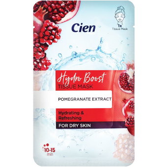 Тканевая маска Hydro Boost для очень сухой кожи (Экстракт граната и гиалуроновая кислота) 10 мл, Cien (цена по акции) Тканевая маска Hydro Boost для очень сухой кожи (Экстракт граната и гиалуроновая кислота) 10 мл, Cien (цена по акции)