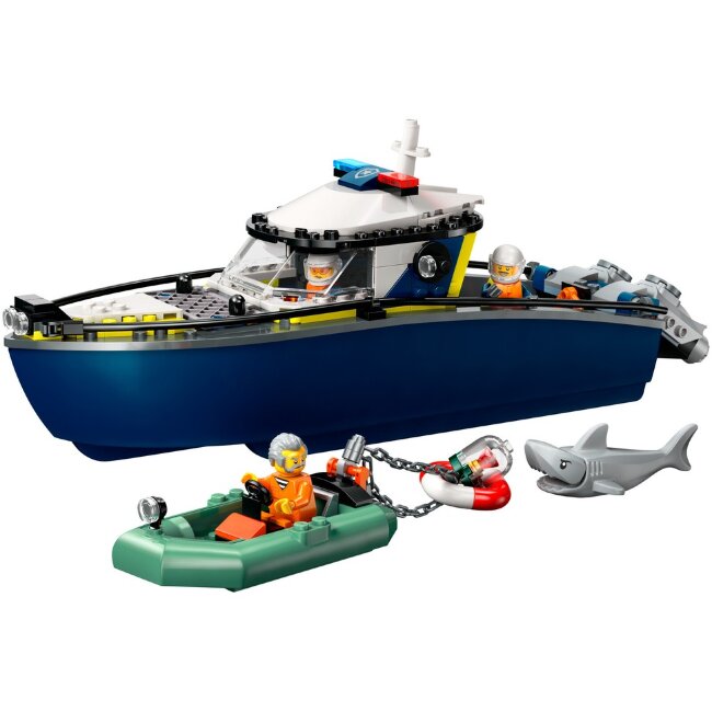 Игрушечный полицейский катер LEGO® City 60456 погоня на полицейской лодке Игрушечный полицейский катер LEGO® City 60456 погоня на полицейской лодке