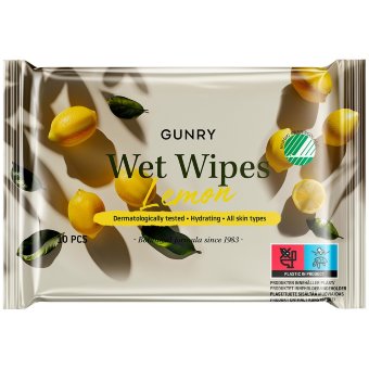 Влажные салфетки Gunry с ароматом лимона 10 шт Влажные салфетки Gunry с ароматом лимона 10 шт