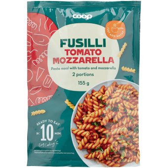 Макароны с томатами и моцареллой быстрого приготовления Coop 155 г Макароны с томатами и моцареллой быстрого приготовления Coop 155 г