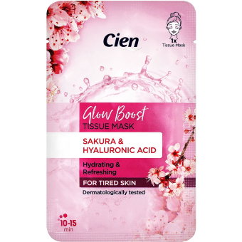 Тканевая маска Glow Boost для сухой кожи (Сакура и гиалуроновая кислота) 10 мл, Cien (цена по акции)