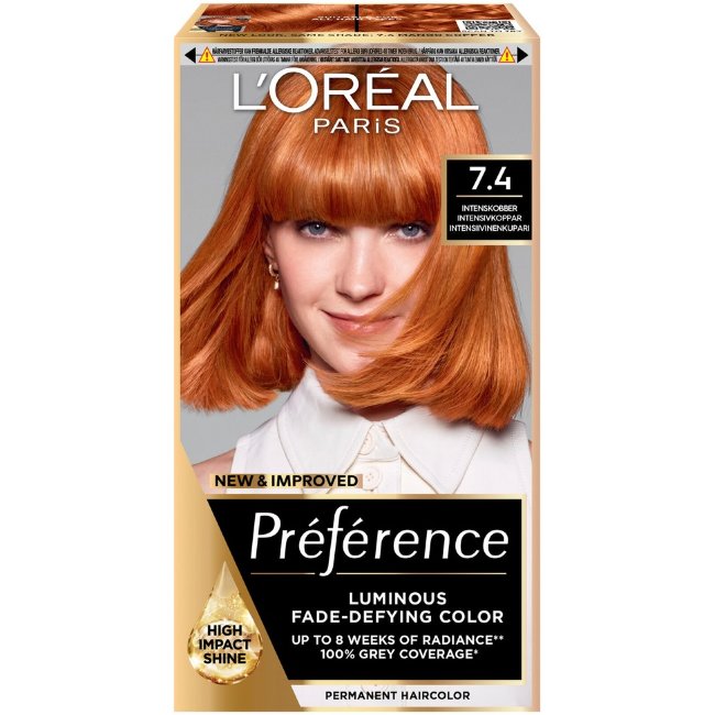 Постоянная краска для волос L'Oréal Paris Préférence 7.4 Mango Copper для нормальных волос 1 шт