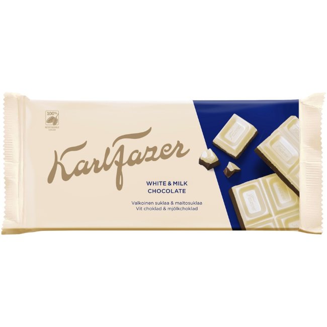 Шоколад Karl Fazer белый и молочный 131 гр