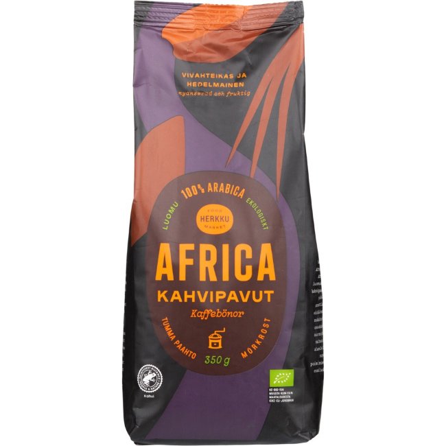 Кофе в зернах темной обжарки Herkku AFRICA 350 гр органический