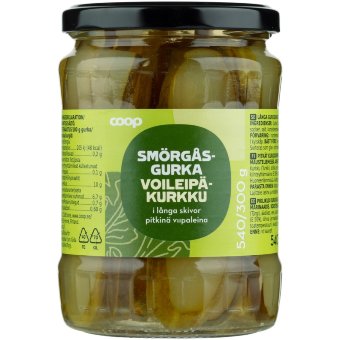 Огурцы нарезанные ломтиками в маринаде Coop 540/300 гр Огурцы нарезанные ломтиками в маринаде Coop 540/300 гр