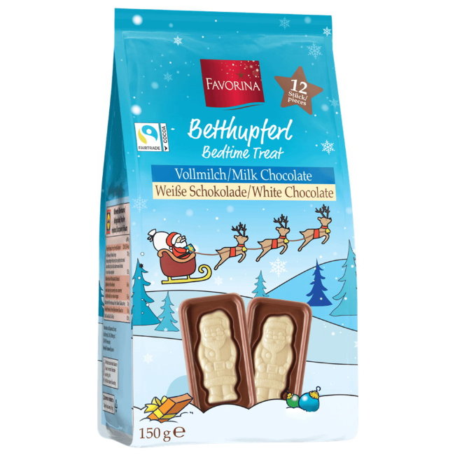 Фигурки Санта-Клауса из молочного и белого шоколада Favorina 150 гр Фигурки Санта-Клауса из молочного и белого шоколада Favorina 150 гр