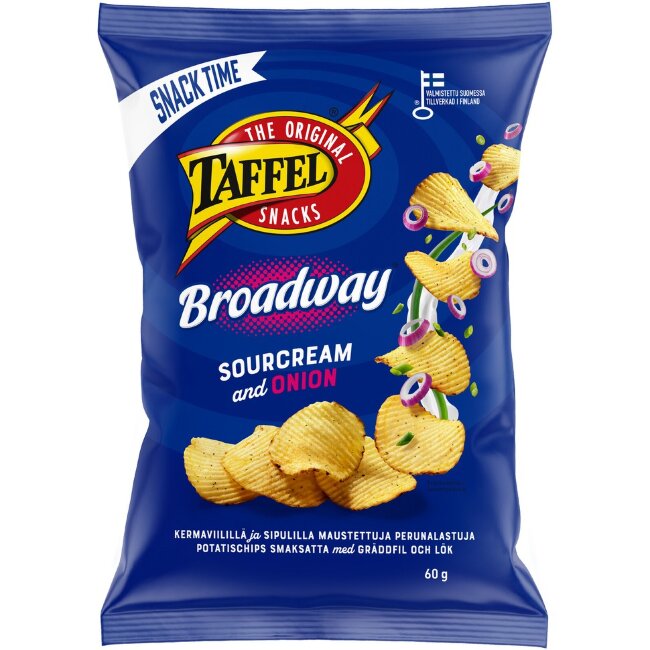 Чипсы Taffel Broadway со вкусом сметаны и лука 60 гр