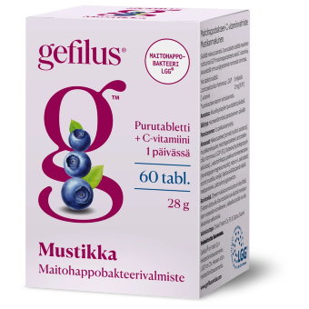 Таблетки жевательные с молочнокислыми бактериями с черникой Gefilus MUSTIKKA LGG 60 шт Gefilus