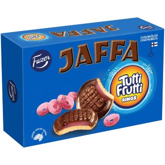 Бисквитное печенье Jaffa (колечки Tutti Frutti) 300 гр Бисквитное печенье Jaffa (колечки Tutti Frutti) 300 гр