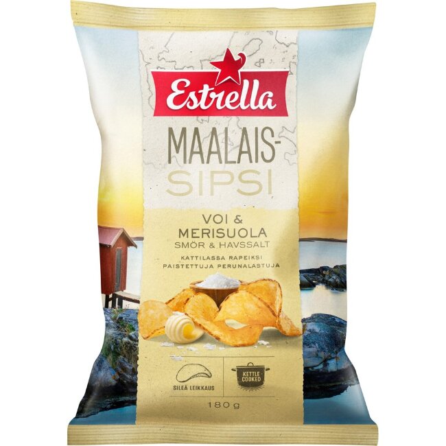 Картофельные чипсы Estrella деревенские с маслом и морской солью 180 гр