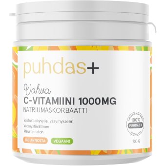 Витамин C 1000 мг в порошке усиленный без добавок 200 гр Puhdas Витамин C 1000 мг в порошке усиленный без добавок 200 гр Puhdas