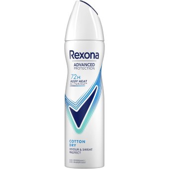 Антиперспирант-дезодорант-спрей Rexona 72 ч advanced protection cotton dry эффективный для женщин 150 мл