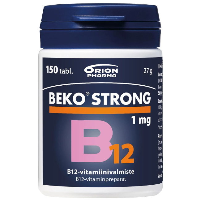 Витамин B12 1 мг усиленный BEKO STRONG  150 табл, Orion